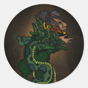 Mayan Serpent God Classic Round Sticker
