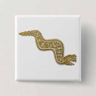 Mayan Serpent-gold 15 Cm Square Badge