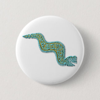 Mayan Serpent-turquoise and gold 6 Cm Round Badge