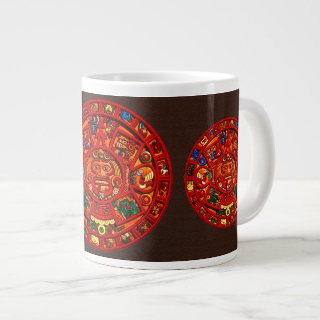 Mayan-style Sun Calendar Jumbo Tea or Coffee Mug (Front Right)