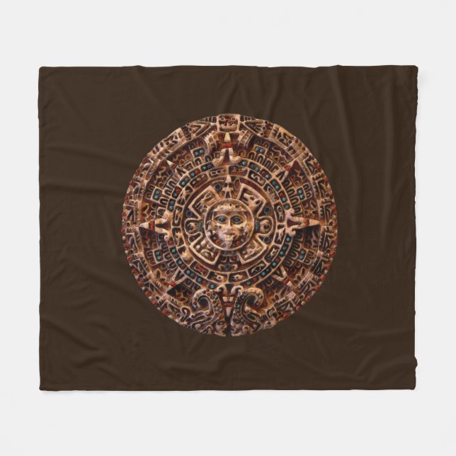 Mayan Sun Calendar  Fleece Blanket (Front (Horizontal))