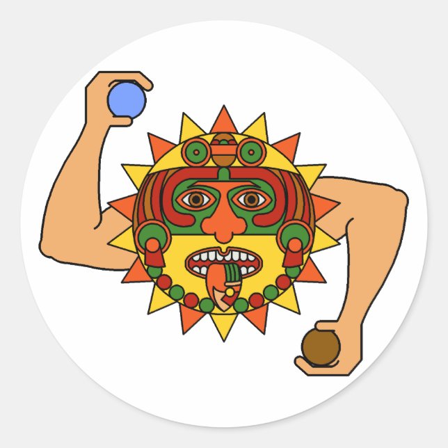 Mayan Sun God - Kinich Ahua Classic Round Sticker (Front)