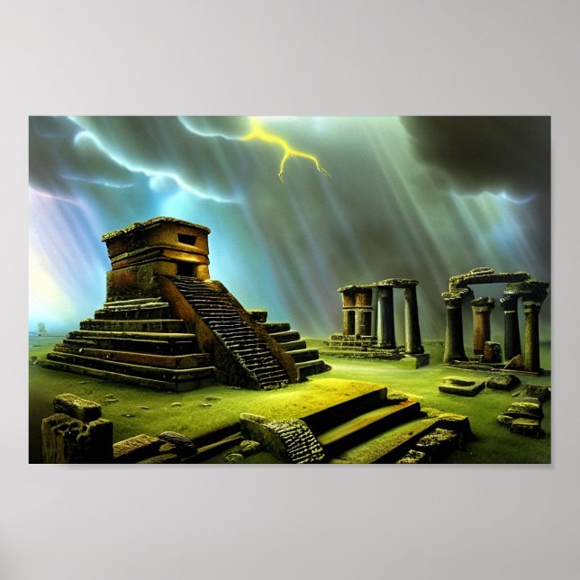 Mayan Temple Ruins Fantasy Art Poster (Front)