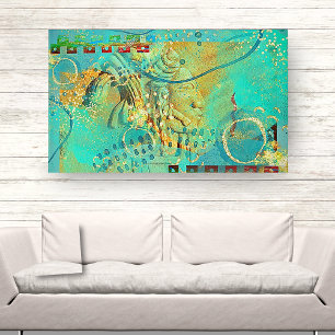 Mayan Turquoise & Golden Misty Sky Faux Canvas Print
