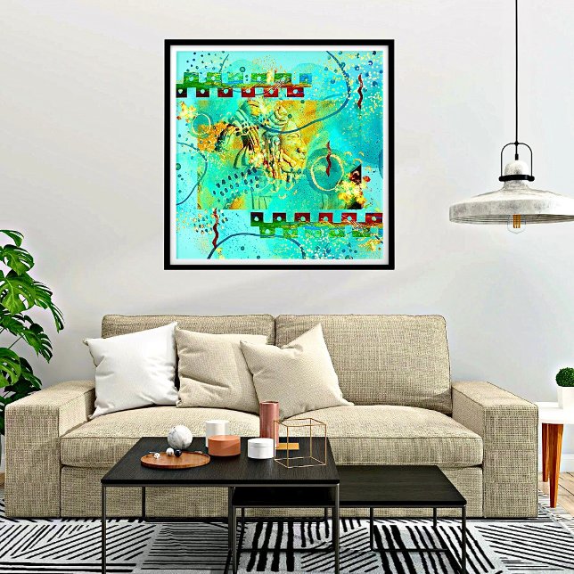 Mayan Turquoise & Golden Misty Sky Poster (Creator Uploaded)