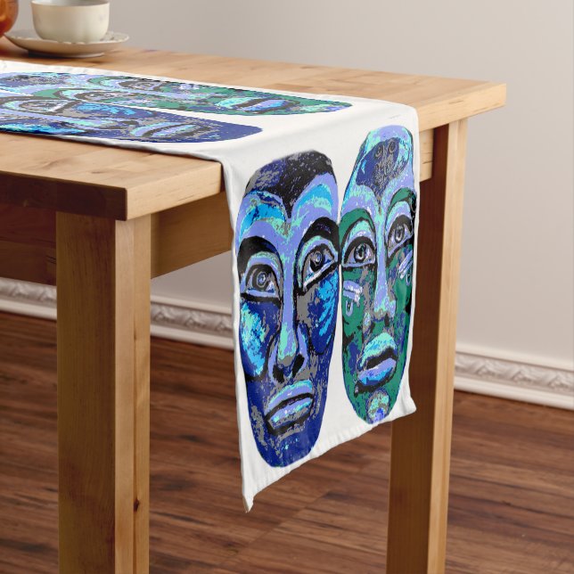 Mayan warriors - Halloween  Design Short Table Runner (In Situ)