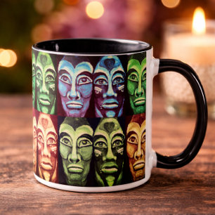 Mayan warriors - surrealism painted design Two-Tone coffee mug