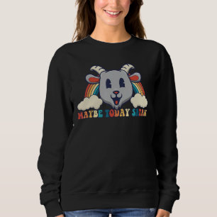 Maybe Today Satan Retro Toon Cute Goat Head Rainbo Sweatshirt