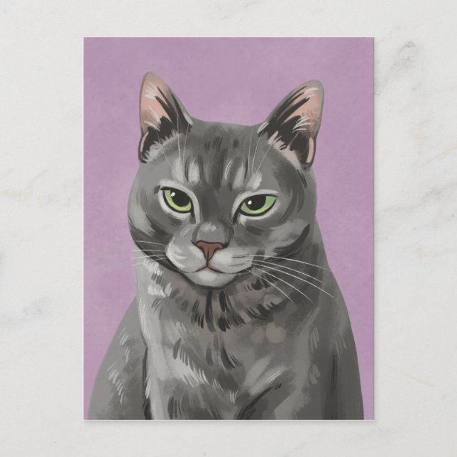 Maybelle the Grey Tabby Cat Postcard (Front)