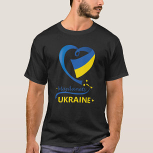 Maydanets Ukraine National Flag Heart Emblem Crest T-Shirt
