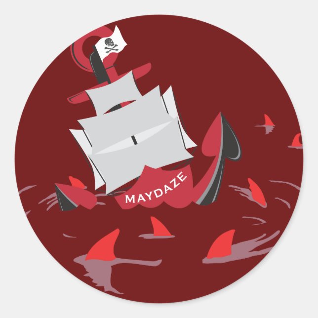 maydaze shark circle classic round sticker (Front)