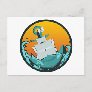 maydaze sinking ship postcard
