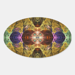 Mayflower Abstract Geometric Fractal Oval Sticker