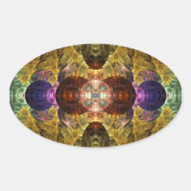 Mayflower Abstract Geometric Fractal Oval Sticker (Front)