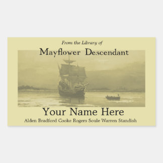 Mayflower Bookplate Rectangular Sticker