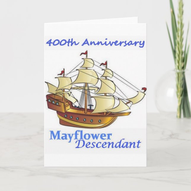 Mayflower Descendant Sailing Ship Anniversary Card (Front)