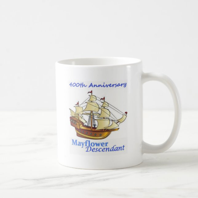 Mayflower Descendant Sailing Ship Anniversary Coffee Mug (Right)