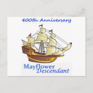 Mayflower Descendant Sailing Ship Anniversary Postcard