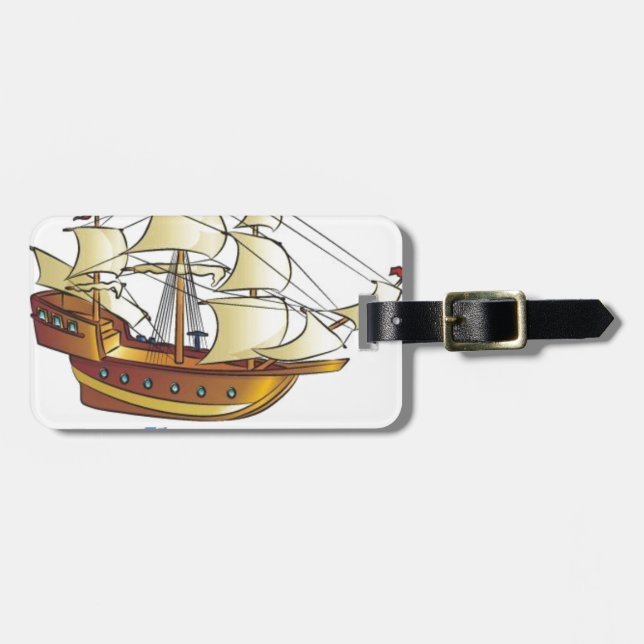 Mayflower Descendant Sailing Ship Luggage Tag (Front Horizontal)
