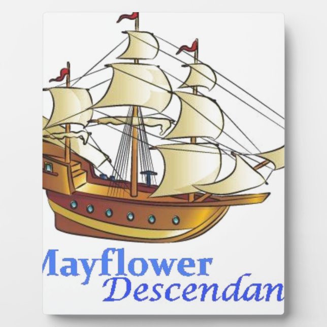 Mayflower Descendant Sailing Ship Plaque (Front)