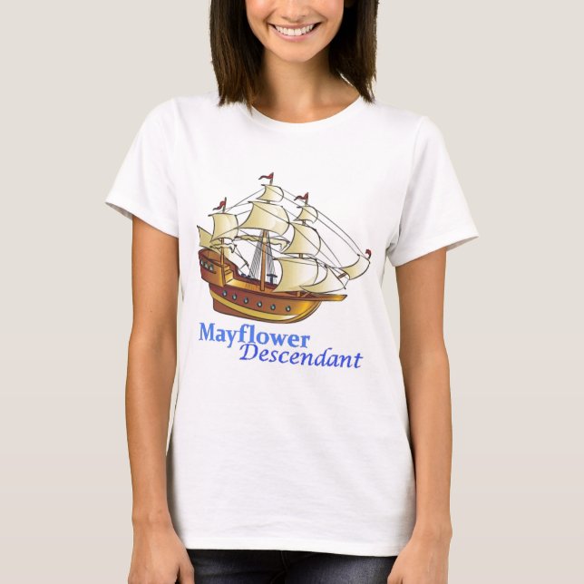 Mayflower Descendant Sailing Ship T-Shirt (Front)
