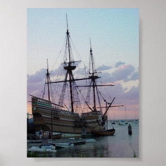 Mayflower II at Sunset Poster