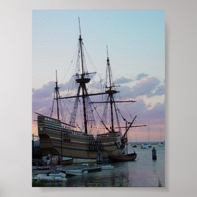 Mayflower II at Sunset Poster (Front)