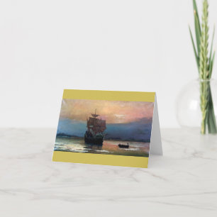 Mayflower in Plymouth by William F. Halsall 1882 Card