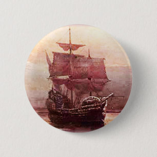 Mayflower in the Hudson Harbour 6 Cm Round Badge