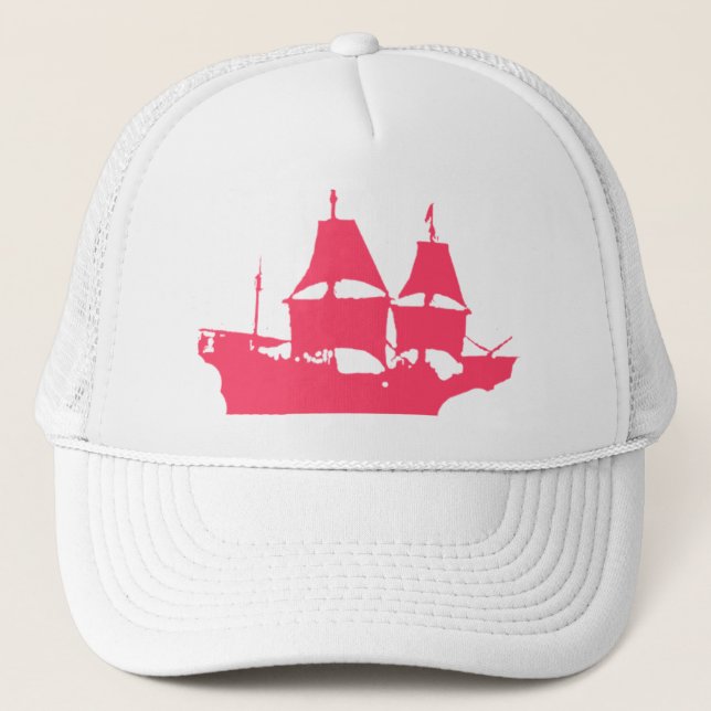 Mayflower Pink Truckers Hat (choose hat colour) (Front)