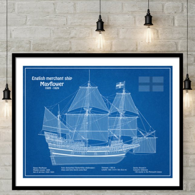 Mayflower - Ship Blueprint Plans ABD Photo Print (Creator Uploaded)