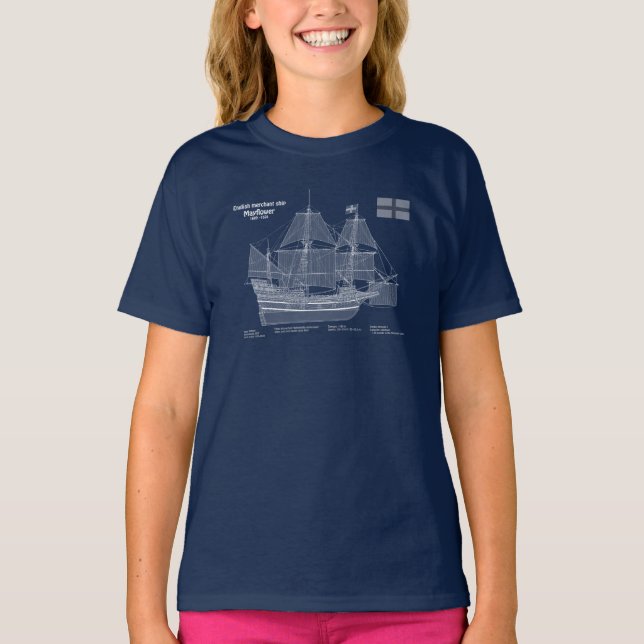 Mayflower - Ship Blueprint Plans ABD T-Shirt (Front)