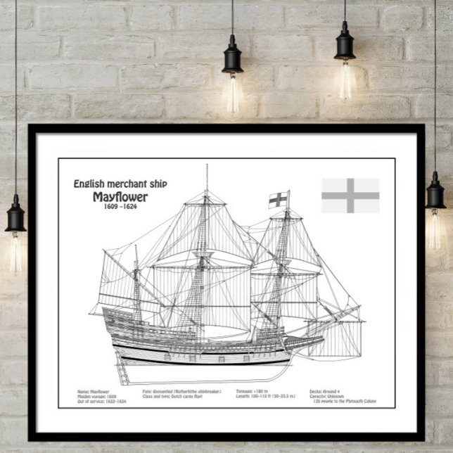 Mayflower - Ship Blueprint Plans BD Poster (Creator Uploaded)