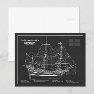 Mayflower - Ship Blueprint Plans PD Postcard