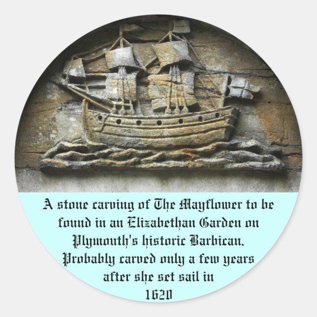 Mayflower - Stone Carving thanksgiving stickers (Front)