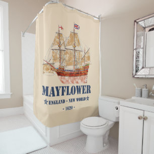 Mayflower Tall Ship - England to New World in 1620 Shower Curtain