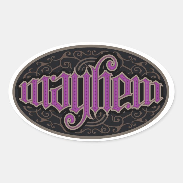 Mayhem Ambigram Stickers (Front)