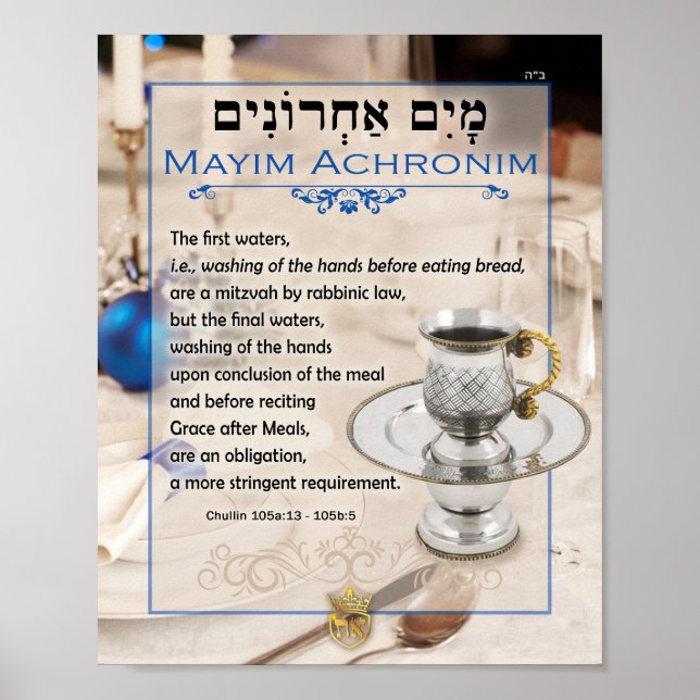 Mayim Achronim Last Waters Talmud Quote Art Poster (Front)