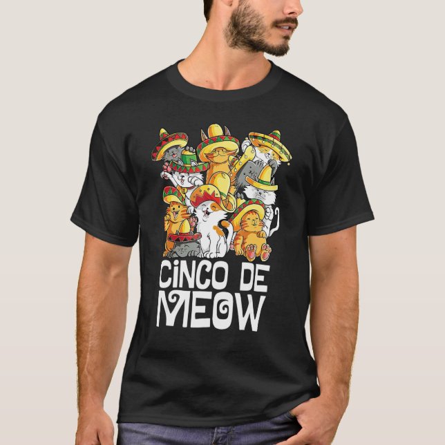 Mayo Cat Sombrero Mexican Taco Cinco De Mayo Cinco T-Shirt (Front)