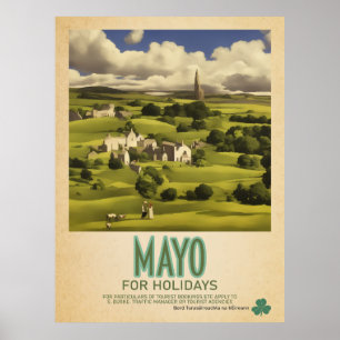 Mayo Ireland, Retro Irish Travel Advert Poster
