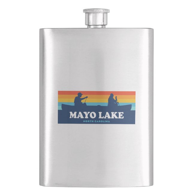 Mayo Lake North Carolina Canoe Hip Flask (Front)