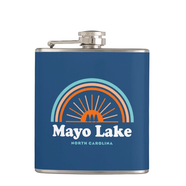 Mayo Lake North Carolina Rainbow Hip Flask (Front)