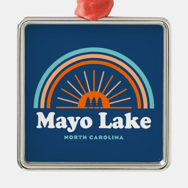 Mayo Lake North Carolina Rainbow Metal Tree Decoration (Front)