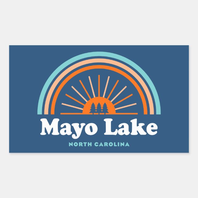 Mayo Lake North Carolina Rainbow Rectangular Sticker (Front)