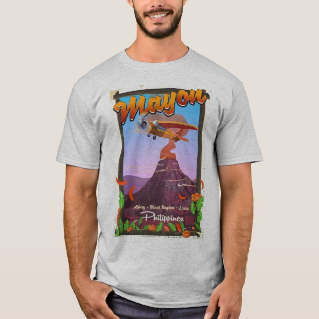 Mayon Volcano philippines adventure poster T-Shirt (Front)