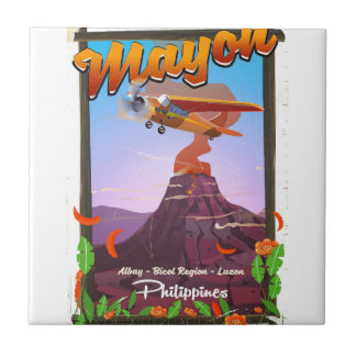 Mayon Volcano philippines adventure poster Tile