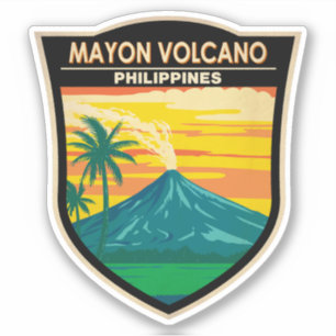 Mayon Volcano Philippines Travel Art Vintage