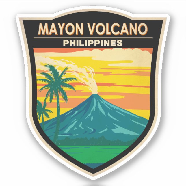 Mayon Volcano Philippines Travel Art Vintage (Front)