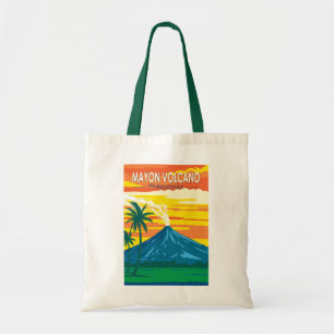 Mayon Volcano Philippines Travel Art Vintage Tote Bag