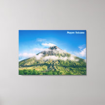 Mayon Volcano with bright blue sky